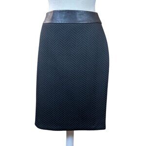 Banana Republic Faux Leather Waistband Textured Chevron Lined Skirt Sz 10 NWOT